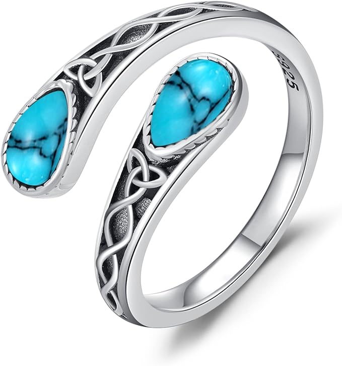 Celtic Knot Turquoise Stone Spoon Ring